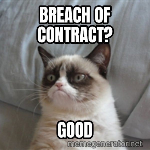 Grumpy cat 5 meme: Breach of contract? / Good